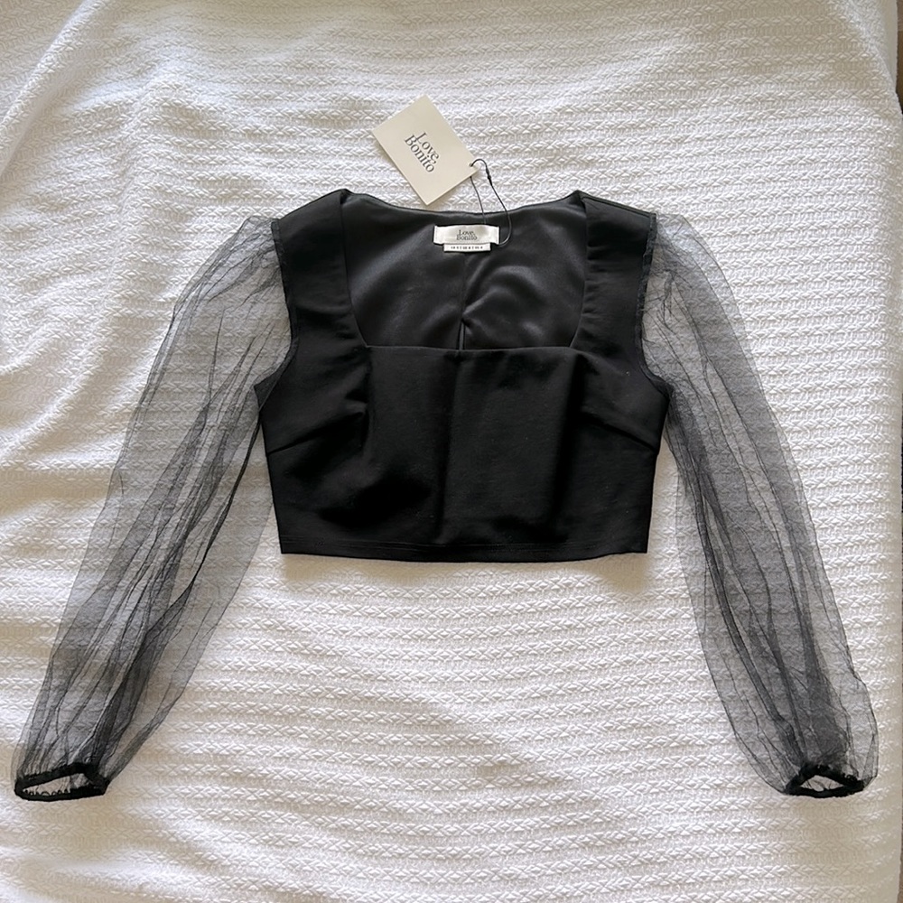 Love Bonito Waverly Mixed Fabric Ballon Sleeve Top